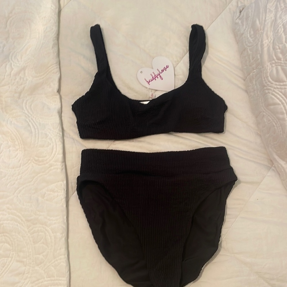 Buddy Love Ora Black Ribbed Swimsuit Set